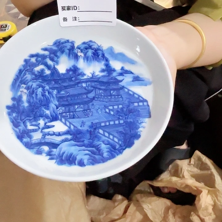 摆件景德镇高温陶瓷B484山水茶盘