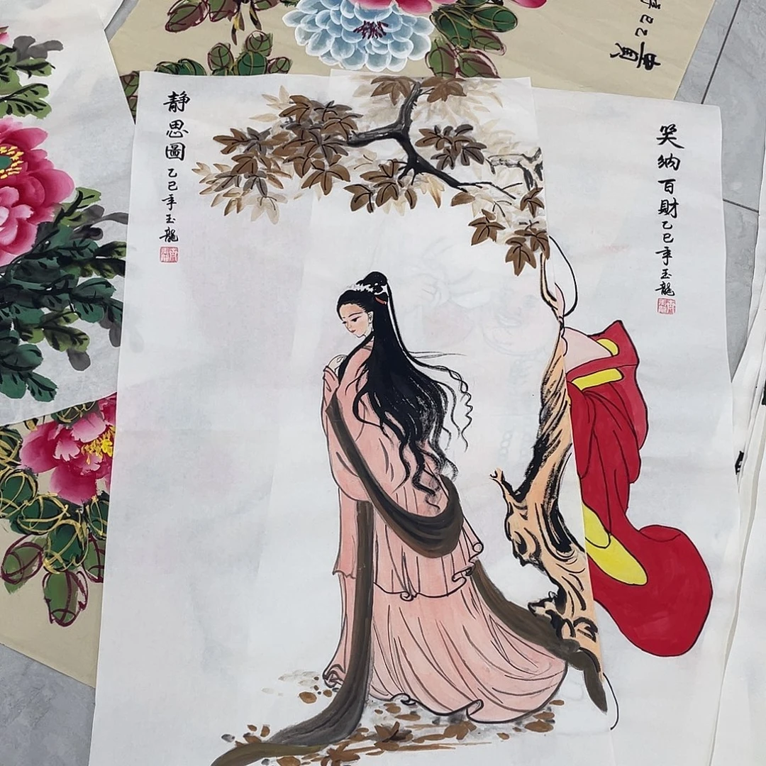 国画国画作品原稿三尺美女