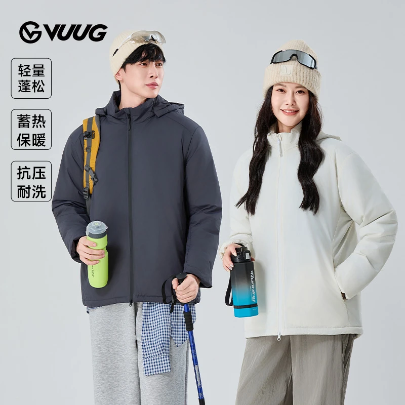VUUG新款美式高级棉服男款秋冬户外运动保暖可拆连帽外套轻薄棉衣