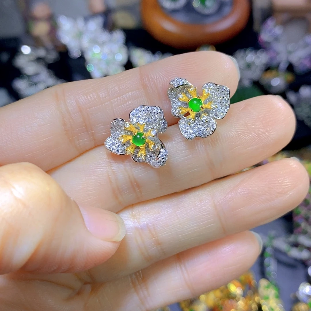 翡翠颈饰银S925镶嵌天然翡翠