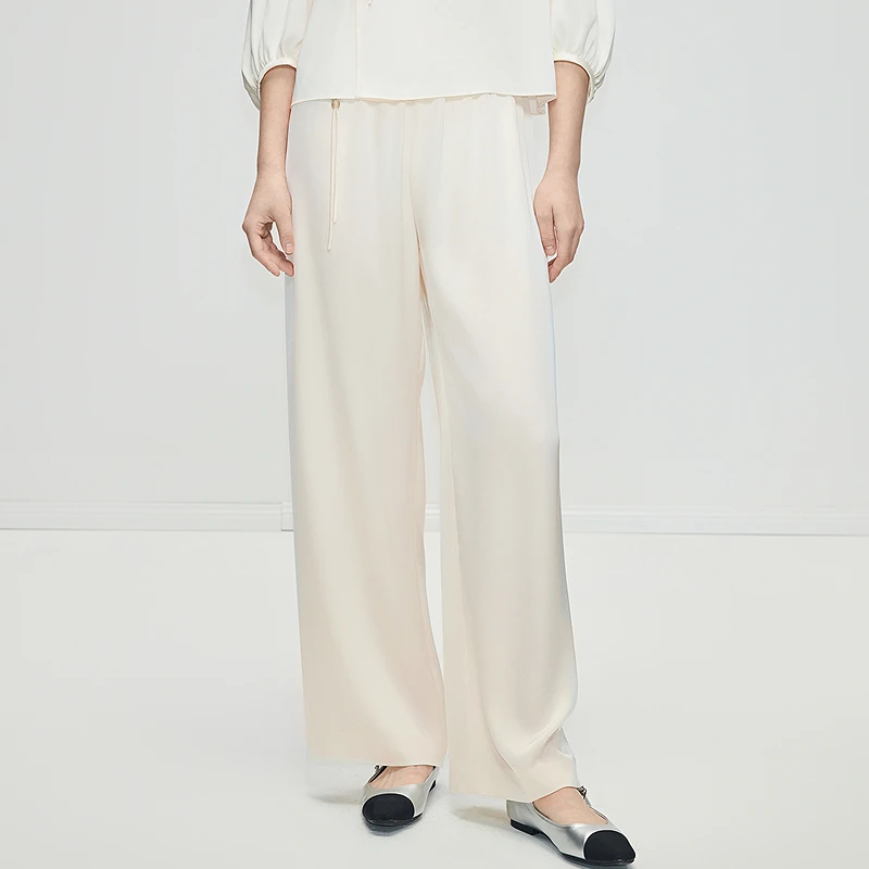 【温润国风】新中式三醋酸缎面拖地阔腿裤DOUBLOVE贝爱25春季新款