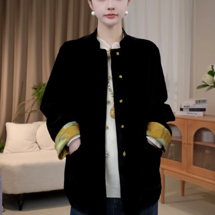 【明月流光】新中式早秋丝绒双面穿外套女2025C8154-倩倩杭锦仓