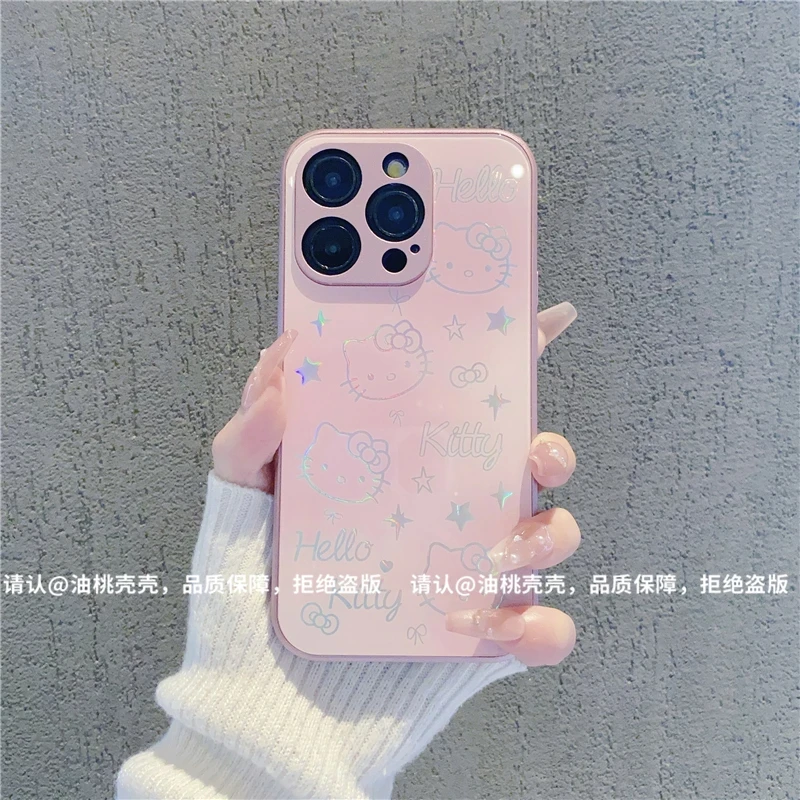 星星Kitty金属玻璃壳适用苹果16pro手机壳华为oppo小米15vivo防摔