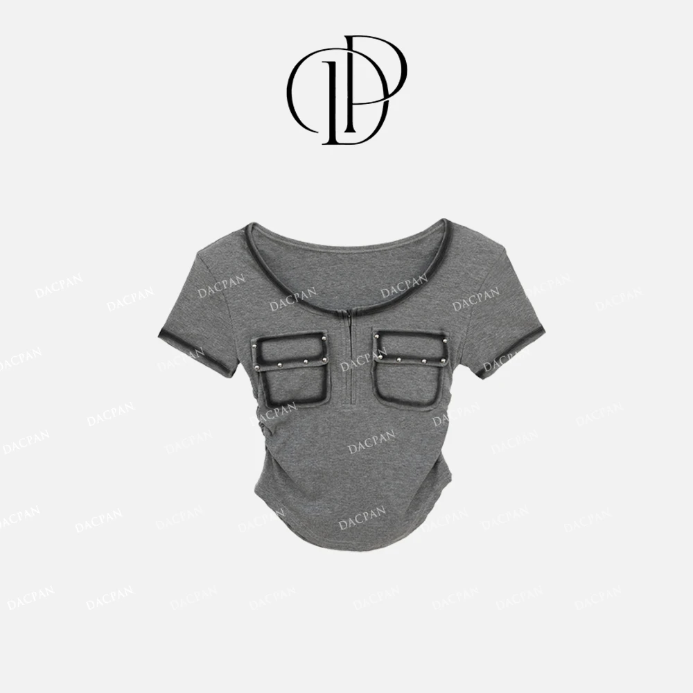 DACPAN-“粉刷匠”喷漆铆钉收腰上衣 垫肩可拆 2025/盼·PP 66282