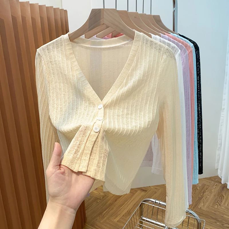 薄款冰丝防晒开衫吊带裙夏季空调罩衫短款新款外套针织披肩上衣女