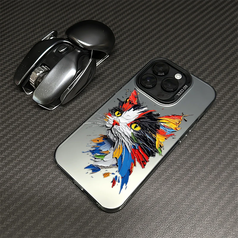 油画猫适用iphone苹果16手机壳14promax高级感15pro防摔13网红12