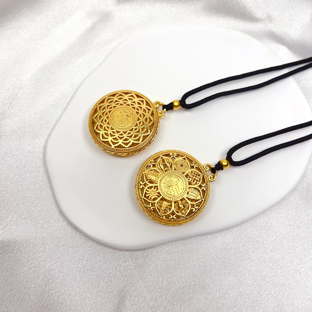 合金吊坠 双面立体镂空古法八宝罗盘时尚情侣纳福吊坠