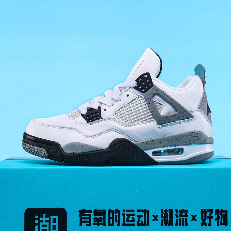 aj4白水泥潮牌时尚2025秋季新款男鞋女鞋情侣鞋真气垫减震运动鞋