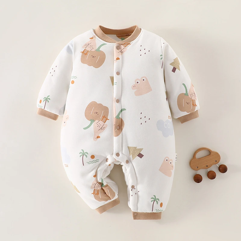 (200克棉花衣)婴儿连体衣秋冬加厚棉服爬服哈衣男女宝宝保暖衣服