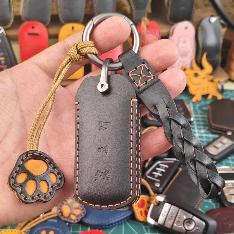 适用雅马哈巧格iplus钥匙包头层牛皮套手工定制扣
