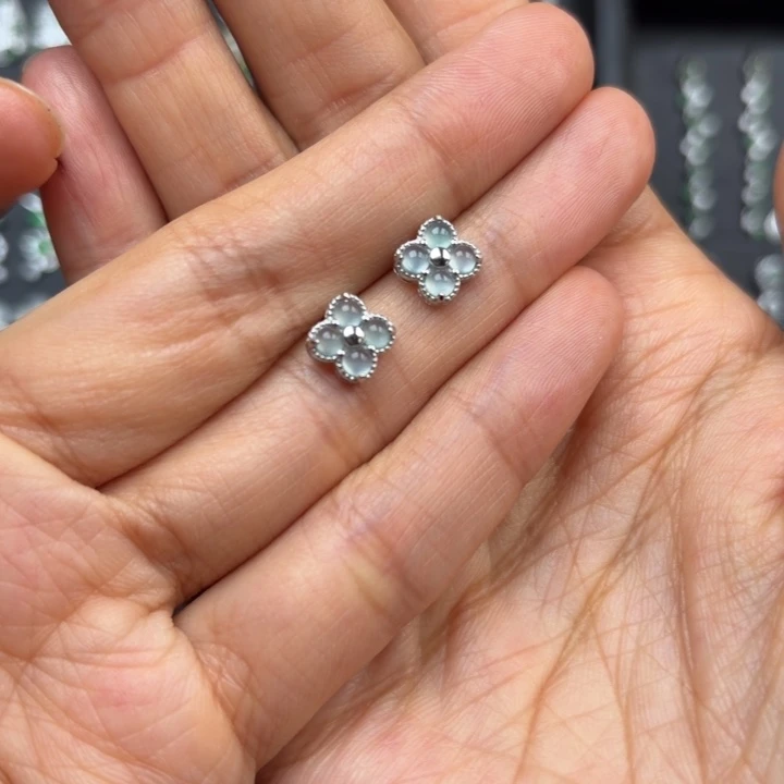 翡翠银S925镶嵌耳饰