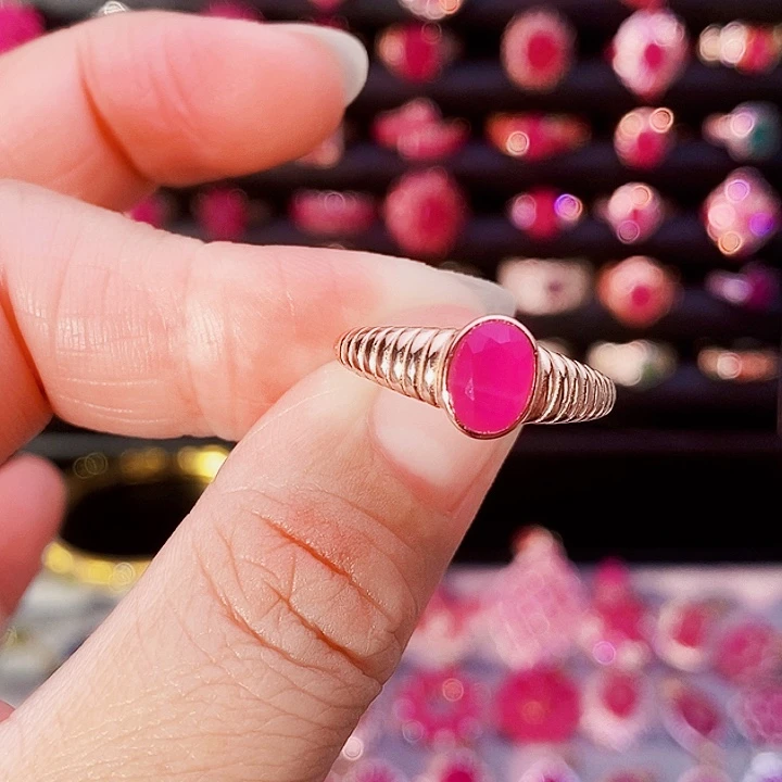 戒指银S925镶嵌红宝石