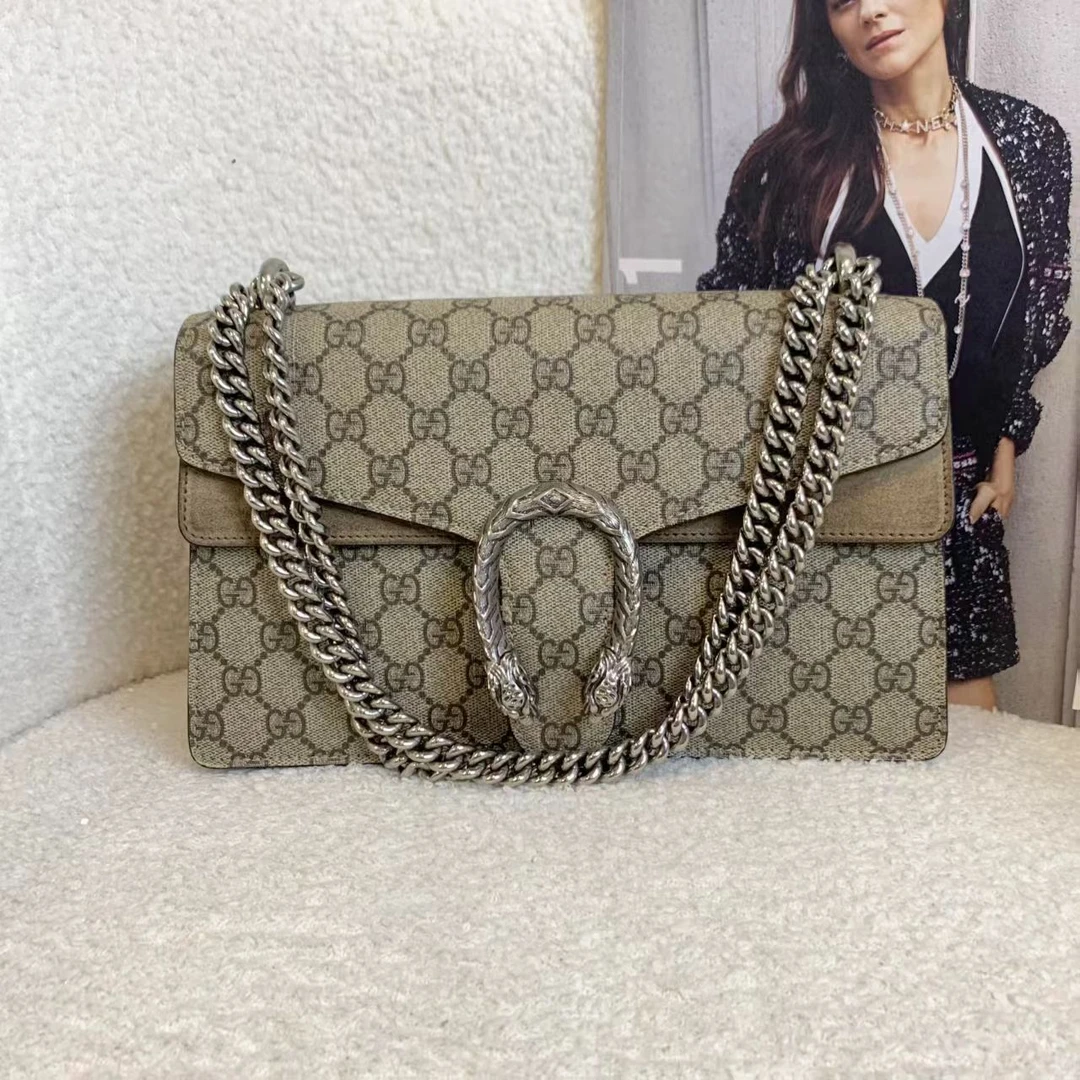 99新 GUCCI/古驰 壹臻/ 卡其色酒神中号 15496700