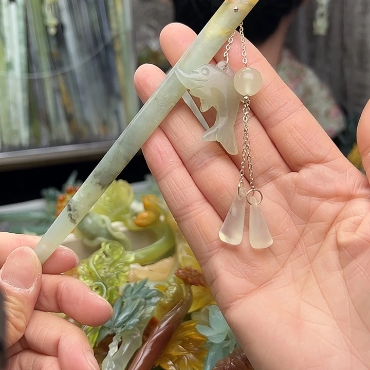 蛇纹石玉未镶嵌发簪
