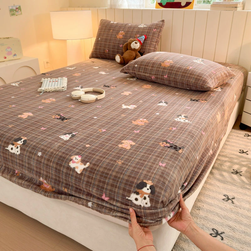 加厚牛奶绒床笠单件冬季加绒法兰珊瑚绒床罩床垫保护罩全包床单套