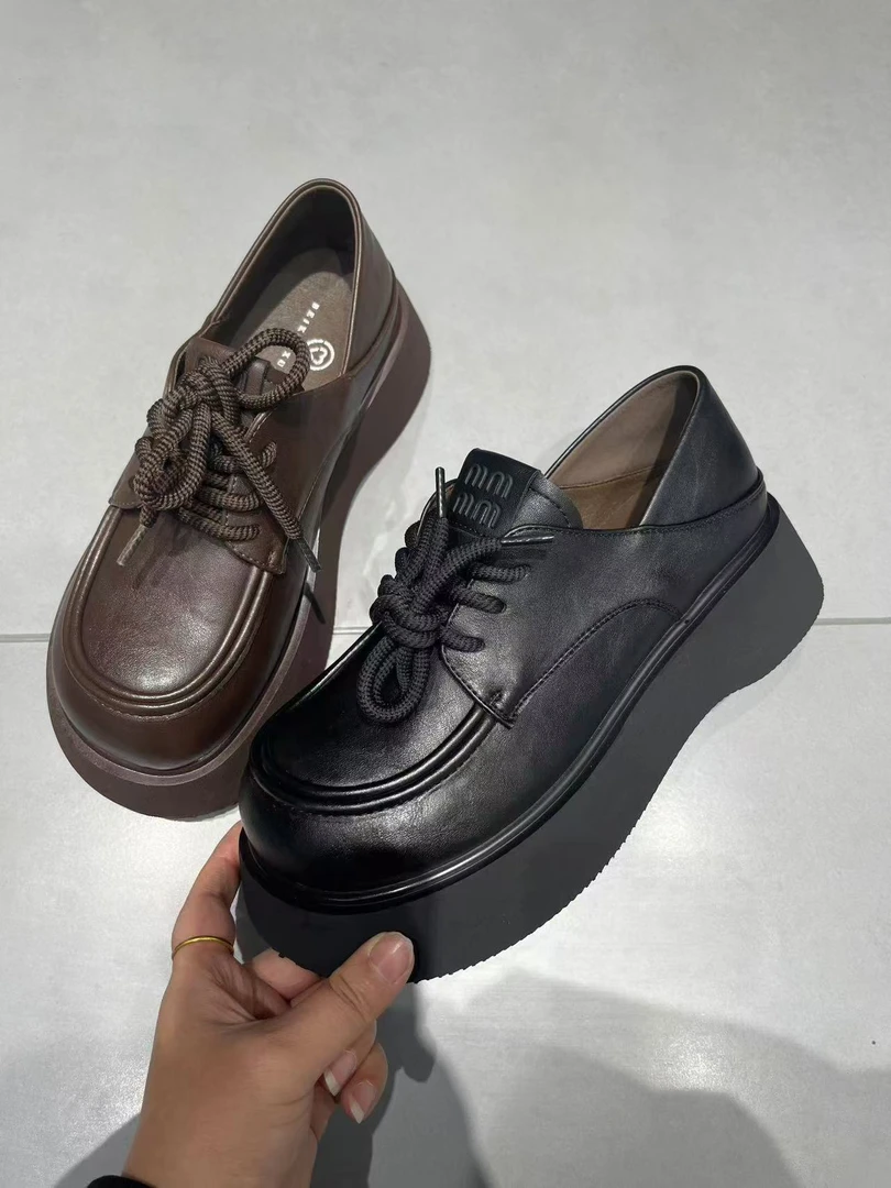 名足轩2025厚底乐福鞋英伦风设计感小众女单鞋