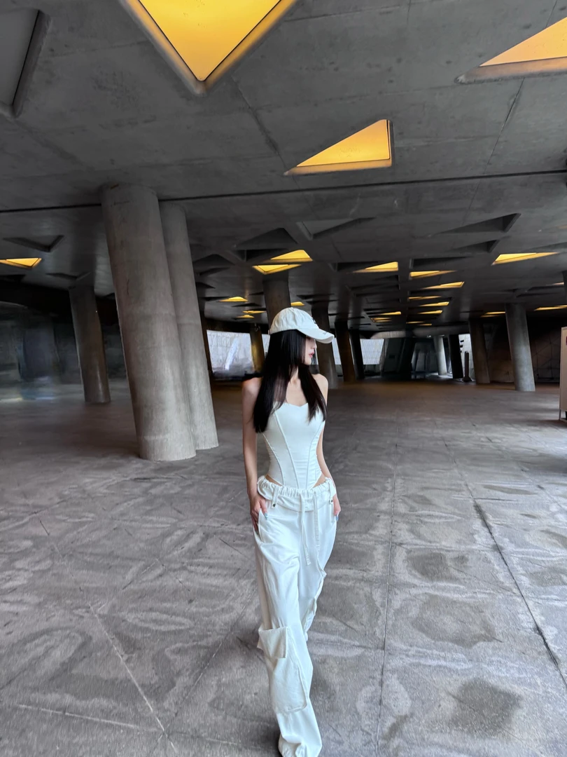 BETTER ME 白色重工水洗设计师工装裤