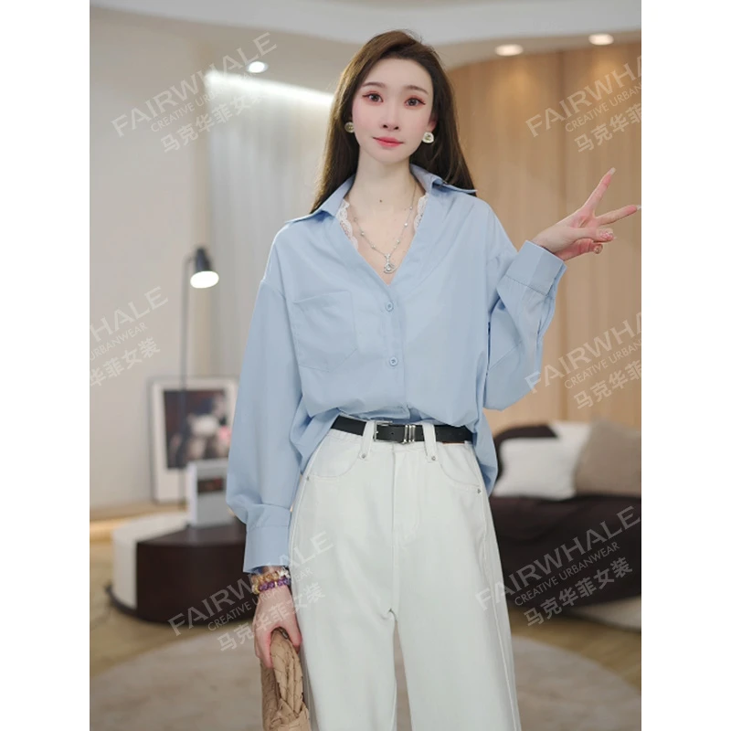 【冰心引力】马克华菲女装新品早春高端时尚衬衫女F51003A503