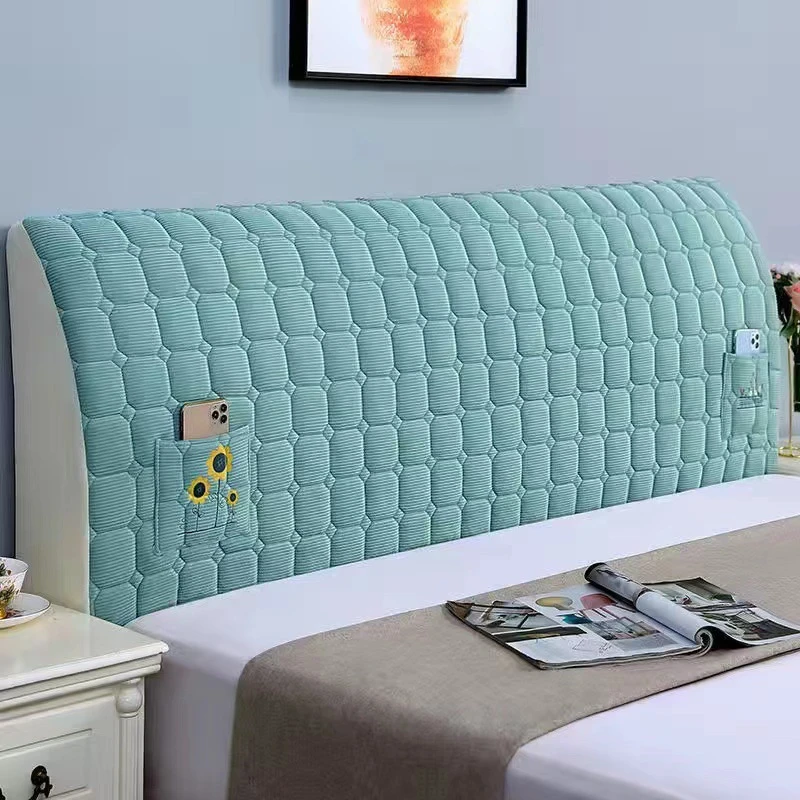 D灯芯绒加厚夹棉床头罩防尘罩现代简约靠背全包万能软包床头套通