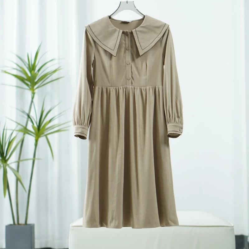 一路童行  谷系列 A079  品牌撤柜女装简约连衣长裙  221WLY103