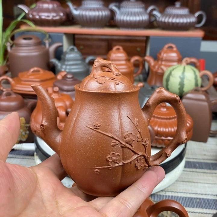 茶壶紫砂傲梅神韵180CC原矿宝山红降坡泥特价