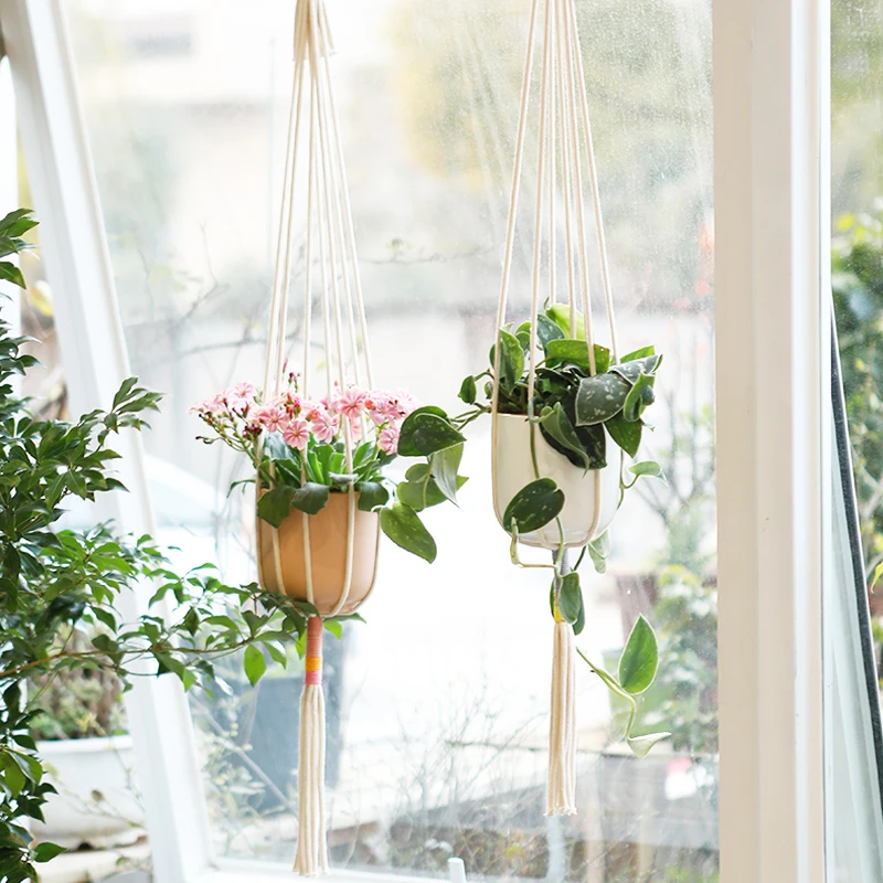 清仓阳台花园手作幸运Lucky兜花卉植物棉绳网兜垂吊搭配花器