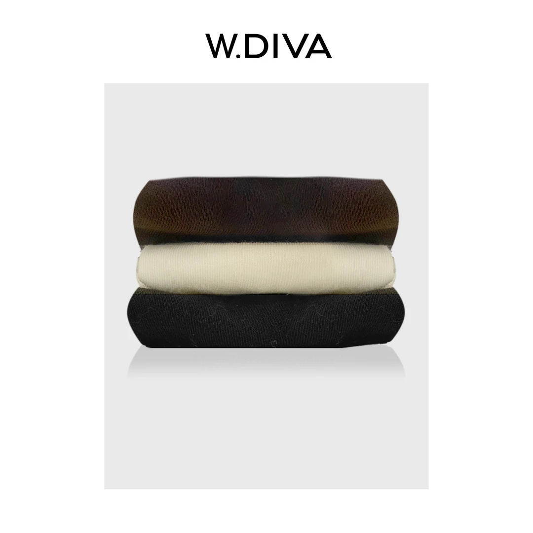 W.Diva【穿搭素笺】羊毛真丝小腿袜高密平纹堆堆袜中筒袜50J052822