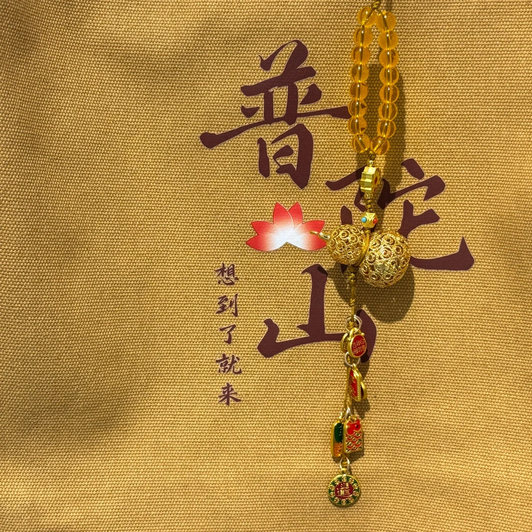 沙金铜镂空葫芦挂饰高级感中国风福禄手机链车钥匙扣挂件