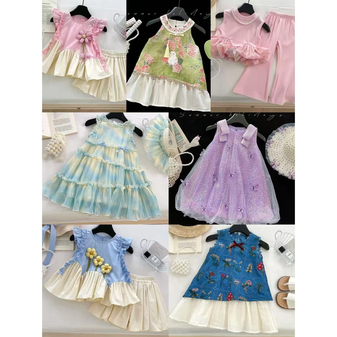 【101-199】2025女童夏季新款洋气连衣裙/套装