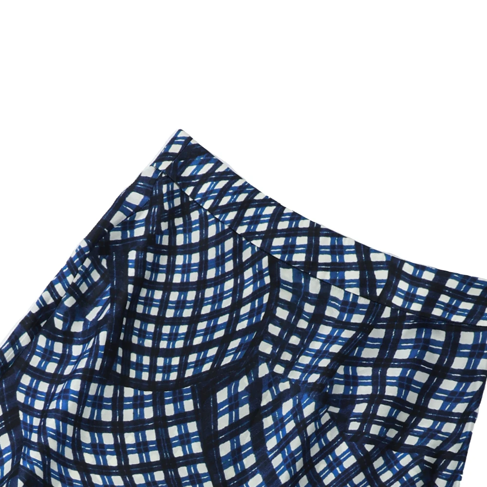 品牌新款桑蚕丝法式复古格子高腰显瘦大摆半身裙529400