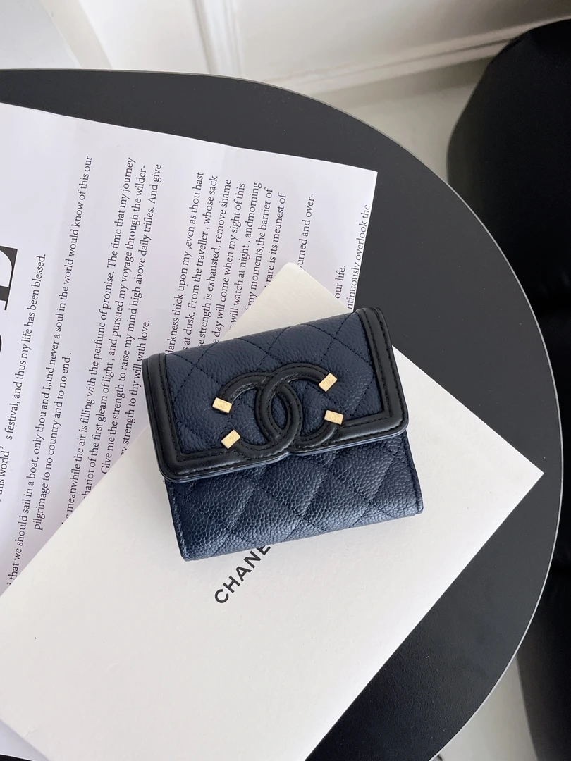 90新 Chanel/香奈儿 双c翻盖钱包