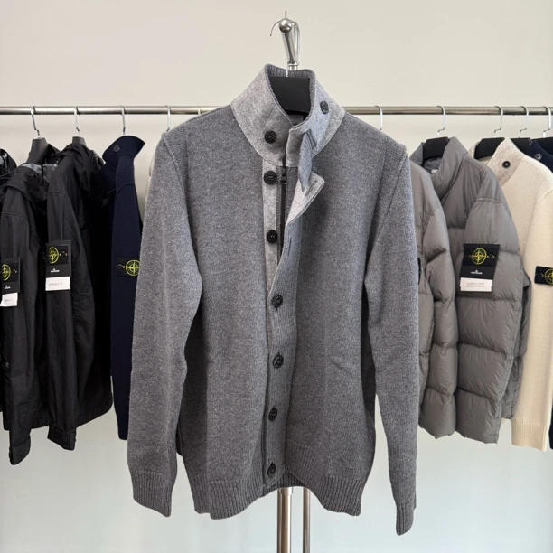 全新Stone island石头岛 25FW 羊毛针织立领毛衣 灰色