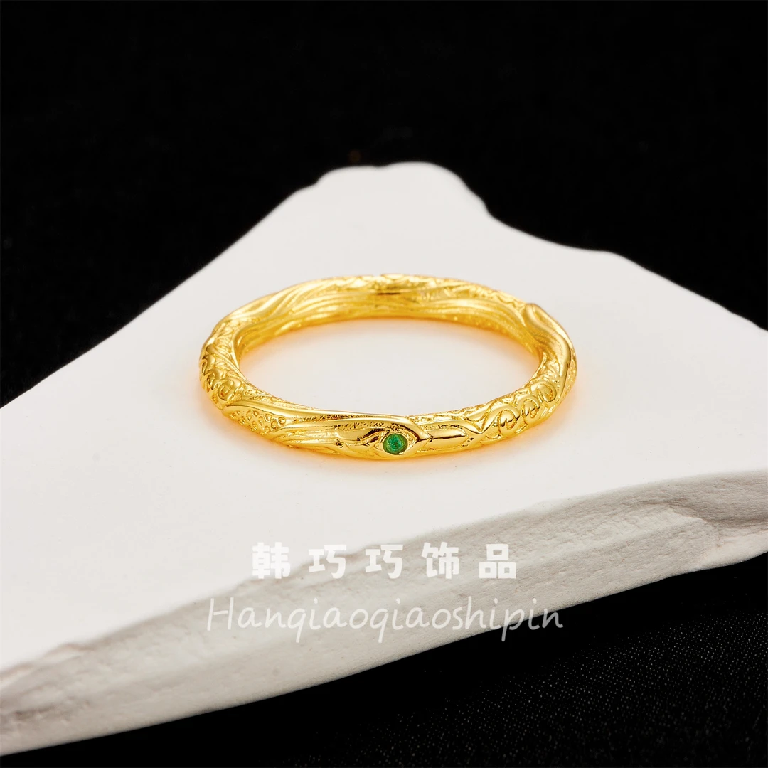 铜合金戒指 哪吒同款乾坤圈戒指国潮新中式高级感轻奢素圈食指环