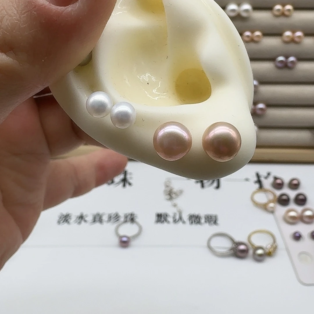 银S925镶嵌淡水珍珠耳饰