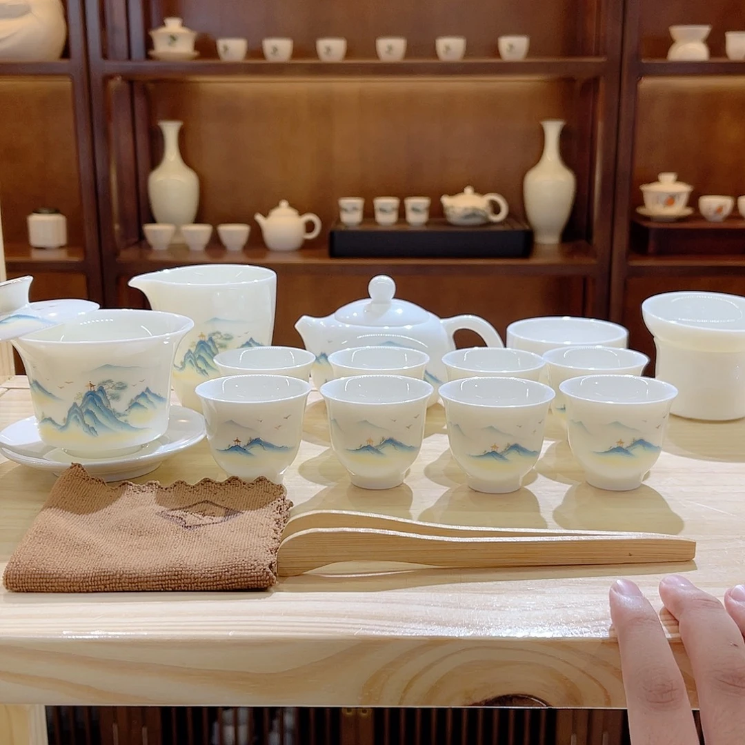 瓷片玄致羊脂玉瓷茶具套装