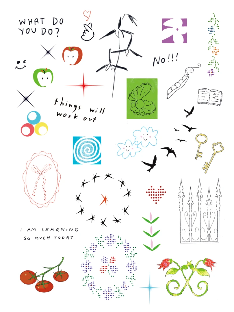 摸鱼公园 | 涂鸦自愈 | 女生可爱纹身贴 | 持久防水ins风纹身贴