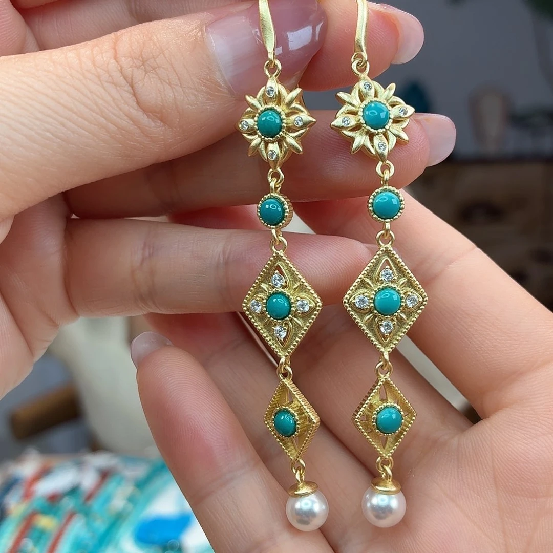 合金绿松石耳饰耳环