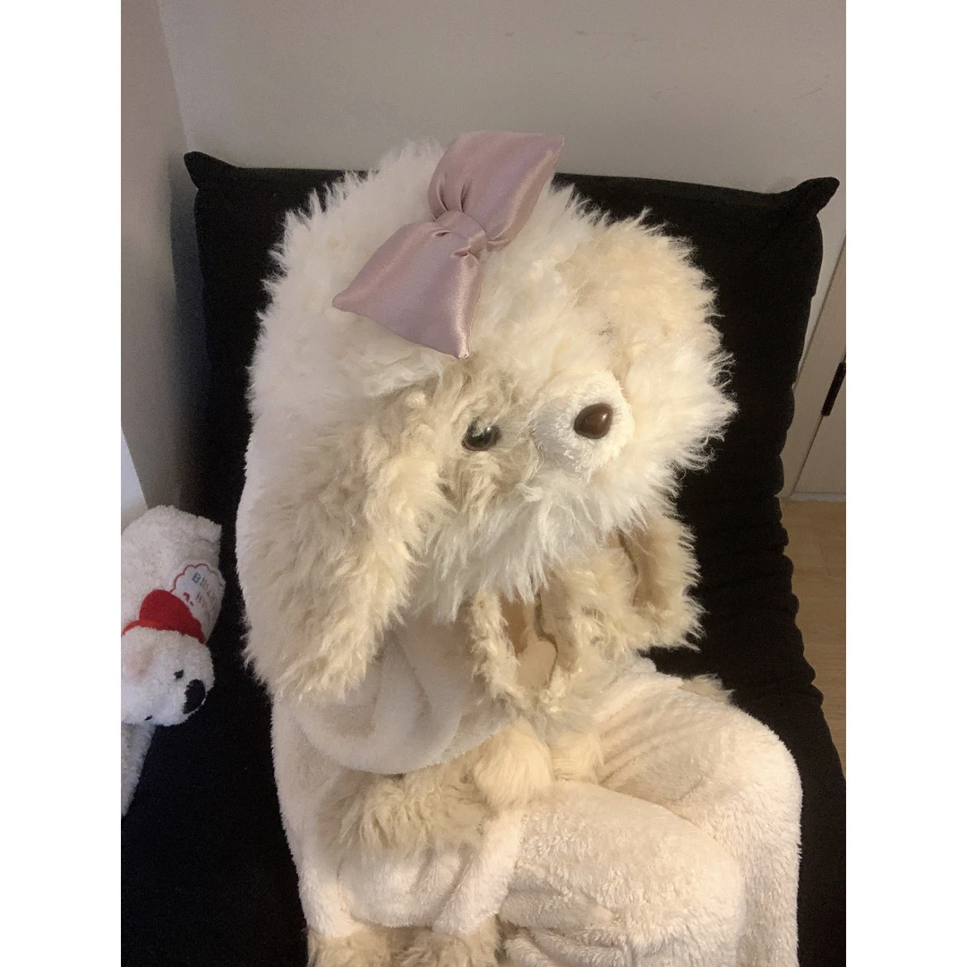 韩系甜美卡通蝴蝶结连帽珊瑚绒睡衣秋冬新款保暖套装毛绒绒家居服