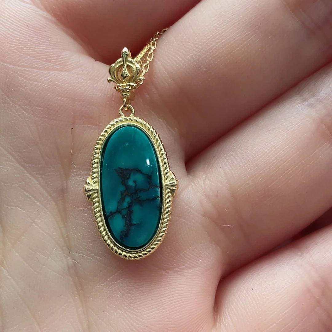 绿松石颈饰银S925镶嵌