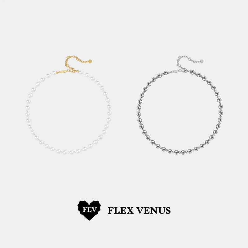 铜合金项链 赵露思同款FLV大小珠珠项链小众时尚简约叠戴锁骨链女