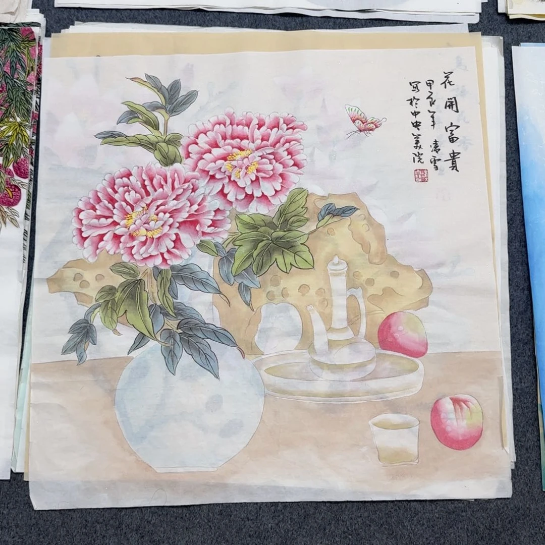 国画尺寸70X70手绘作品