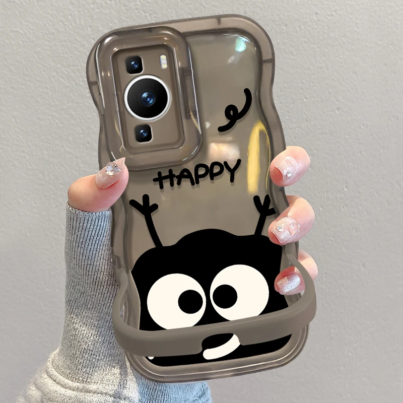 适用于华为P60板凳双支架小煤球全包防摔创意手机壳