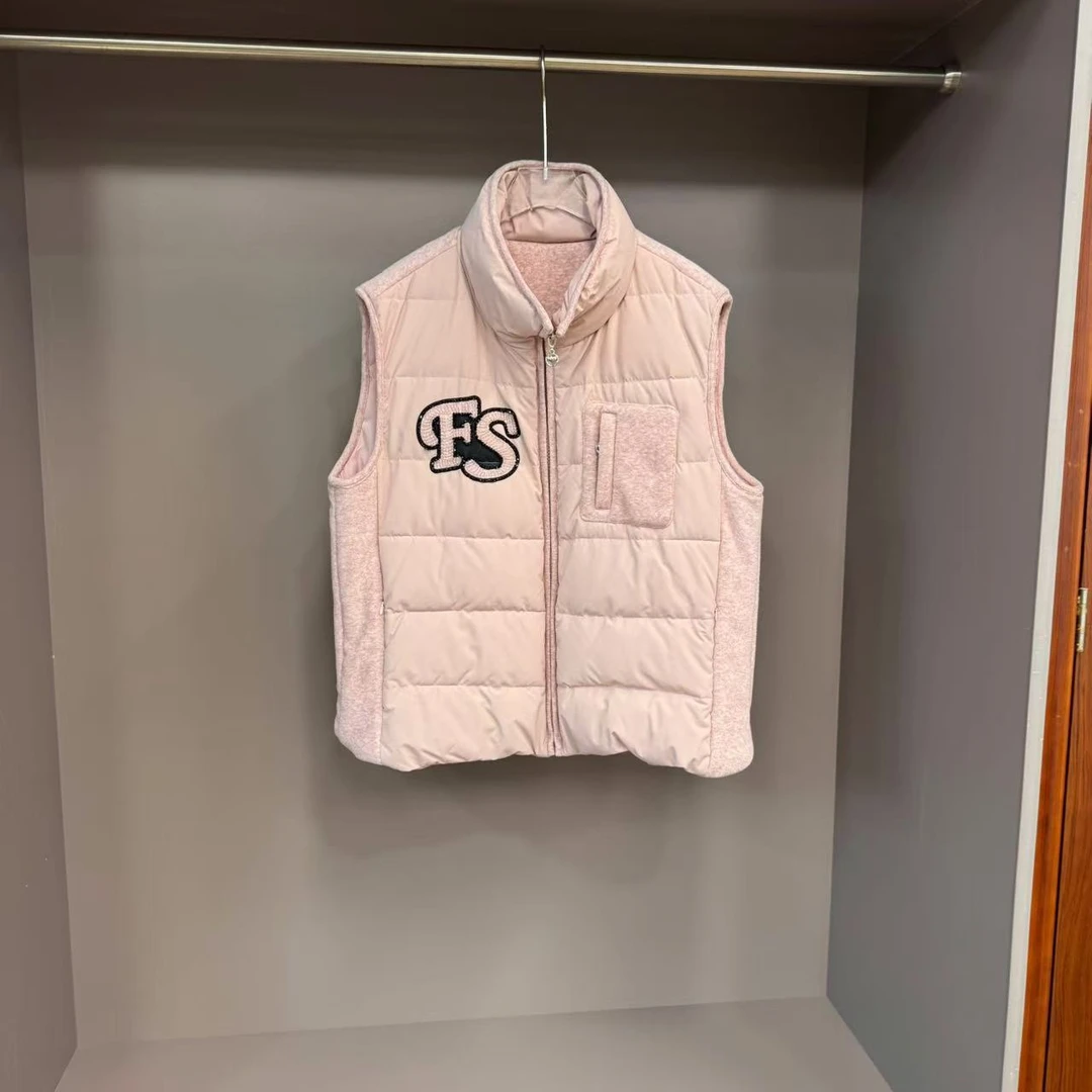 媛媛推荐【粉色】女款百搭女士双面立领冬款羽绒服马甲C026