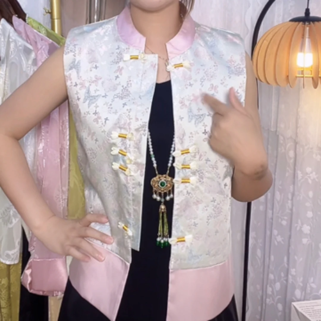 春季马甲女中国风提花马夹民族风网红女士马夹时尚复古新中式