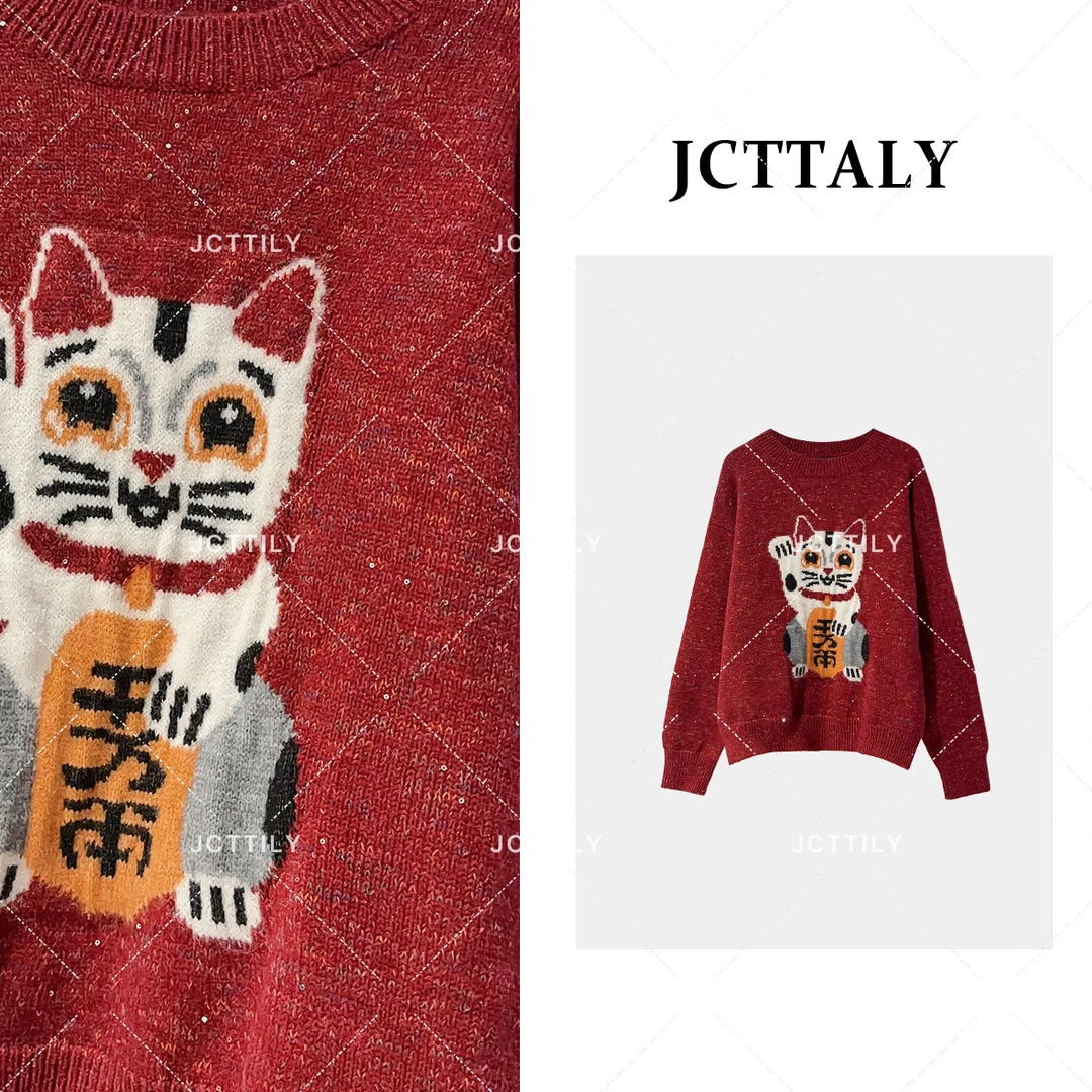 【Linda专属】【2】百搭重工女士手工绣花圆领时尚毛衣JC-A2838