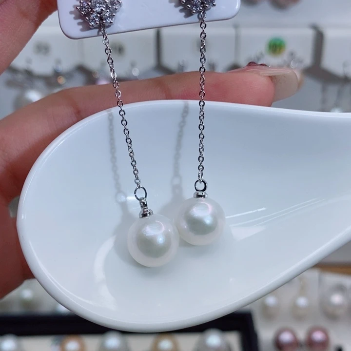 淡水珍珠耳饰银S925镶嵌