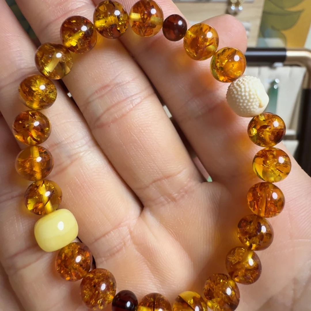 琥珀（花珀）未镶嵌手串