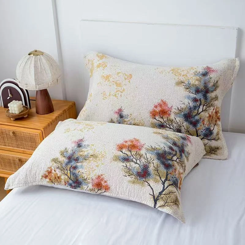 枕巾【映山红】52x78厘米 高端轻奢成人加厚四季单人枕巾一对