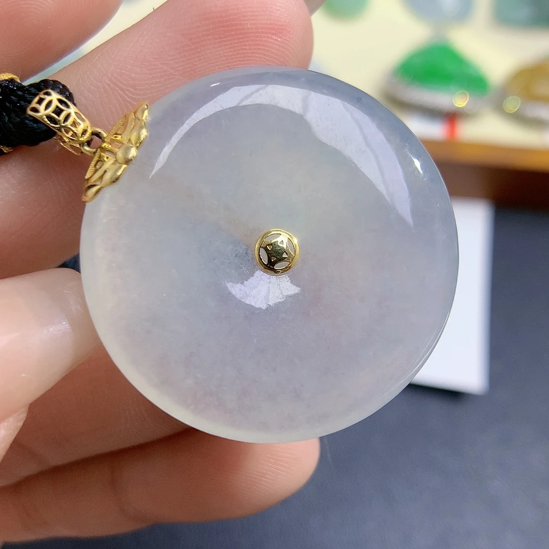 翡翠颈饰18K金镶嵌平安扣