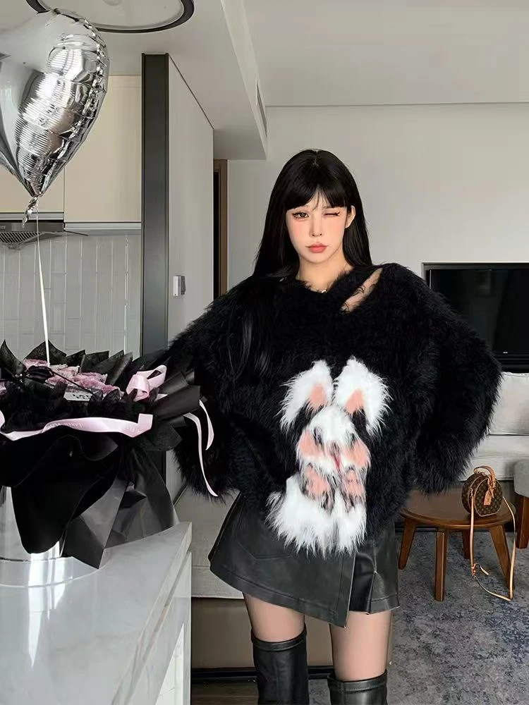 三柒家-猫衣舍工厂直销辣妹显瘦气质百搭设计感上衣性感针织